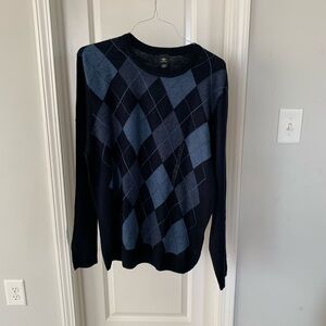 Dockers Men's Crewneck Argyle Sweater - Dark Blue and Light Blue